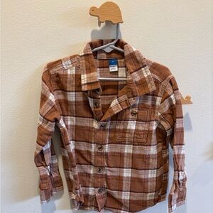 Old Navy Brown Plaid Kids Button Down Shirt